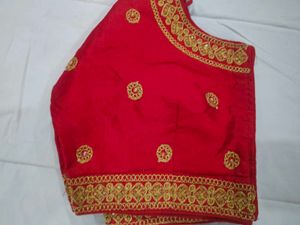 Red Embroidered Saree Blouse