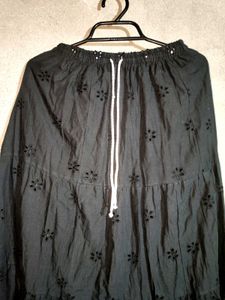 Black Eyelet Tiered Skirt