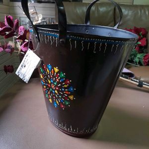 Metal Bucket Hand Painted