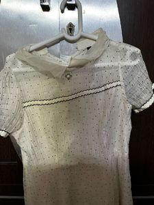 Polka Dot Ruffle Trim Blouse