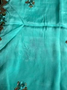 Sea Green Saree With Blouse