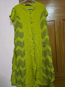 Green Printed Casual Kurta