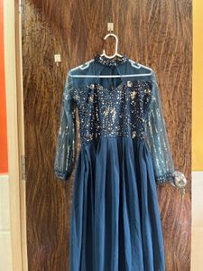 32 Bust Sequence Work Blue Ethnic Gown For Women