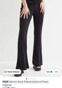 H&amp;M Gathered Black Ribbed Trouser