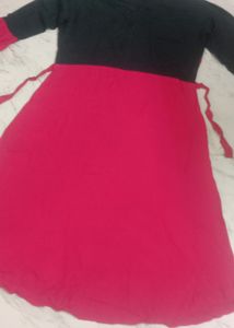 A. Line Frock .... Nevy Blue Body Pink Background