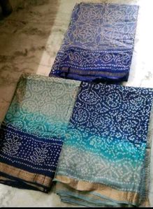6Brand New Bandhani cotton silk saree set