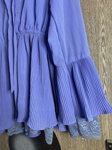 Pleated Lavender Top with Tie