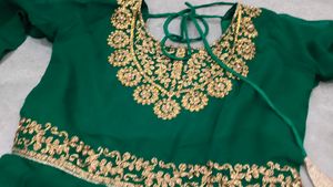 Green &amp; Gold Embroidered Salwar Kameez