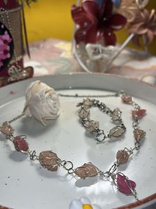 Raw Stone Necklace &amp; Bracelet Set
