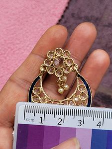 Royal Blue Kundan Chand Bali Set