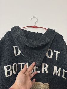 Cozy Grey Cardigan with Teddy Bear