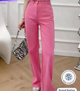 High Waist Straight Pink Denim
