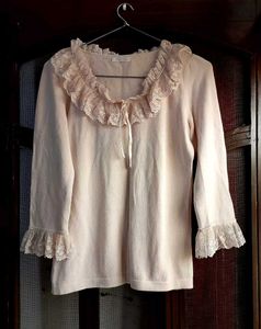 Lace Trim Cotton Top