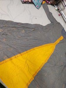 Grey &amp; Yellow Anarkali Kurta
