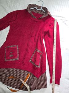 Red Knit Sweater Top bust 36-38