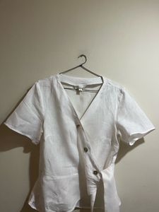 H&amp;M Linen Old Money Wrap top