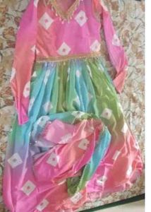 Multicolor Anarkali Top And Duppata
