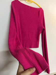 Hot Pink Ribbed Knit Top