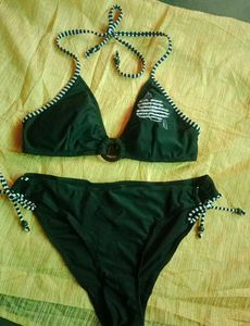 Black & White Striped Swimsuit