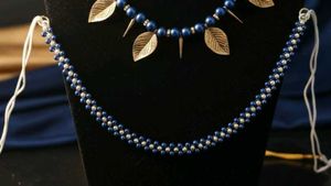 Blue Beaded Necklace and Hip Belt