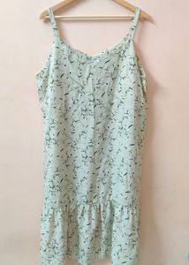 Korean Floral Mint Dress