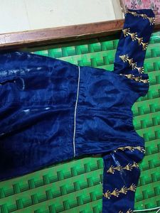 Blue &amp; Red Embroidered Gown