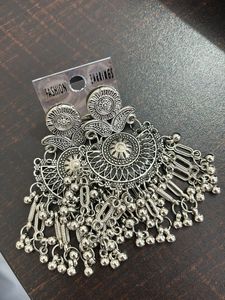 Oxidised Silver Indian Design Dangling Jhumka