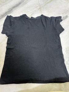 Black Ribbed T-Shirt