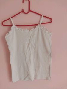 White Ruffle Tank Top