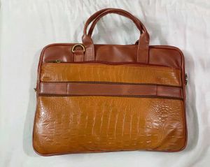 Brown Leather Office Laptop Side Bag