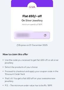 Giva coupon 650 worth