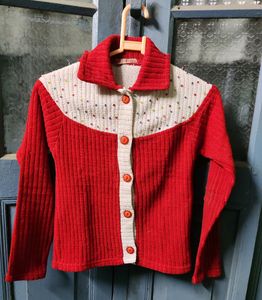 White-Red Girl's Sweater