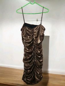 Price Dropped Metallic Ruched Party Hot Dress