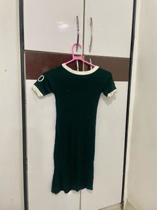 Dark Green Ribbed Mini Dress
