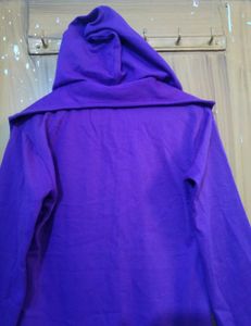 Purple Hooded Button-Down Coat