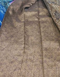Brown Cotton Bandhani Silk Saree