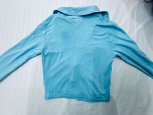 Cute Blue Long Sleeve Top