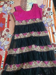 Pink &amp; Black Tiered Dress