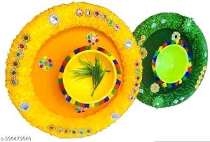Haldi Mehendi Plates Combo (Pack of 2 plate