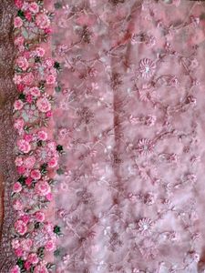 Pink Embroidered Cut Work Bridal Designer Saree