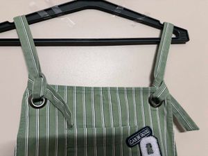 Olive Green Striped Overalls