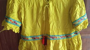 Yellow Embroidered Peplum Top