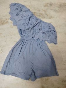 Blue Ruffle Romper
