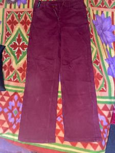 Burgundy Wide Leg Jeans