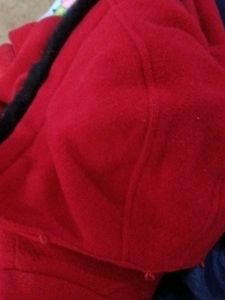 Red Hooded Button-Down Coat