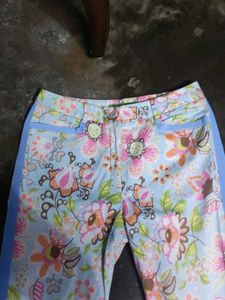 Never Worn Y2K Floral Printed Korean Jeans