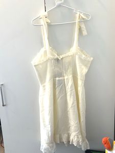 Cream Ruffle Tie-up Mini Dress