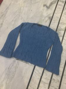 Blue Woollen Crop Top