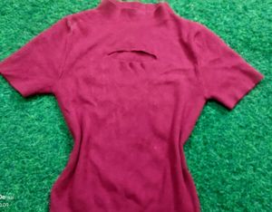 Burgundy Cut-Out Knit Top