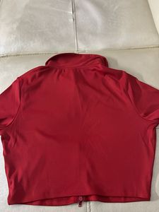 Red Zip-Up Crop Top